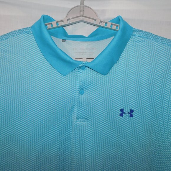 Under Armour AU Men 4XL Light Blue White Pattern The Performance Polo Shirt Golf - Picture 2 of 8
